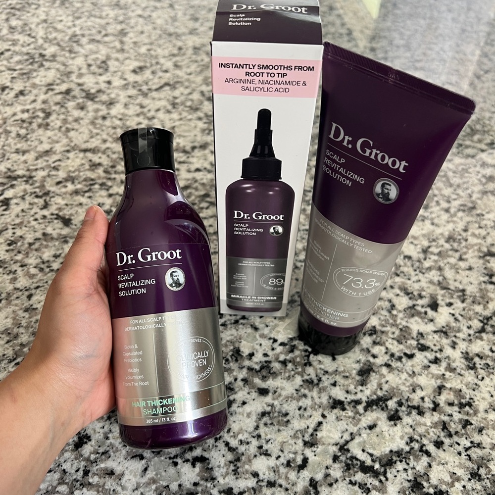 Dr. Groot Hair Thickening Set - shampoo, conditioner, and scalp solution